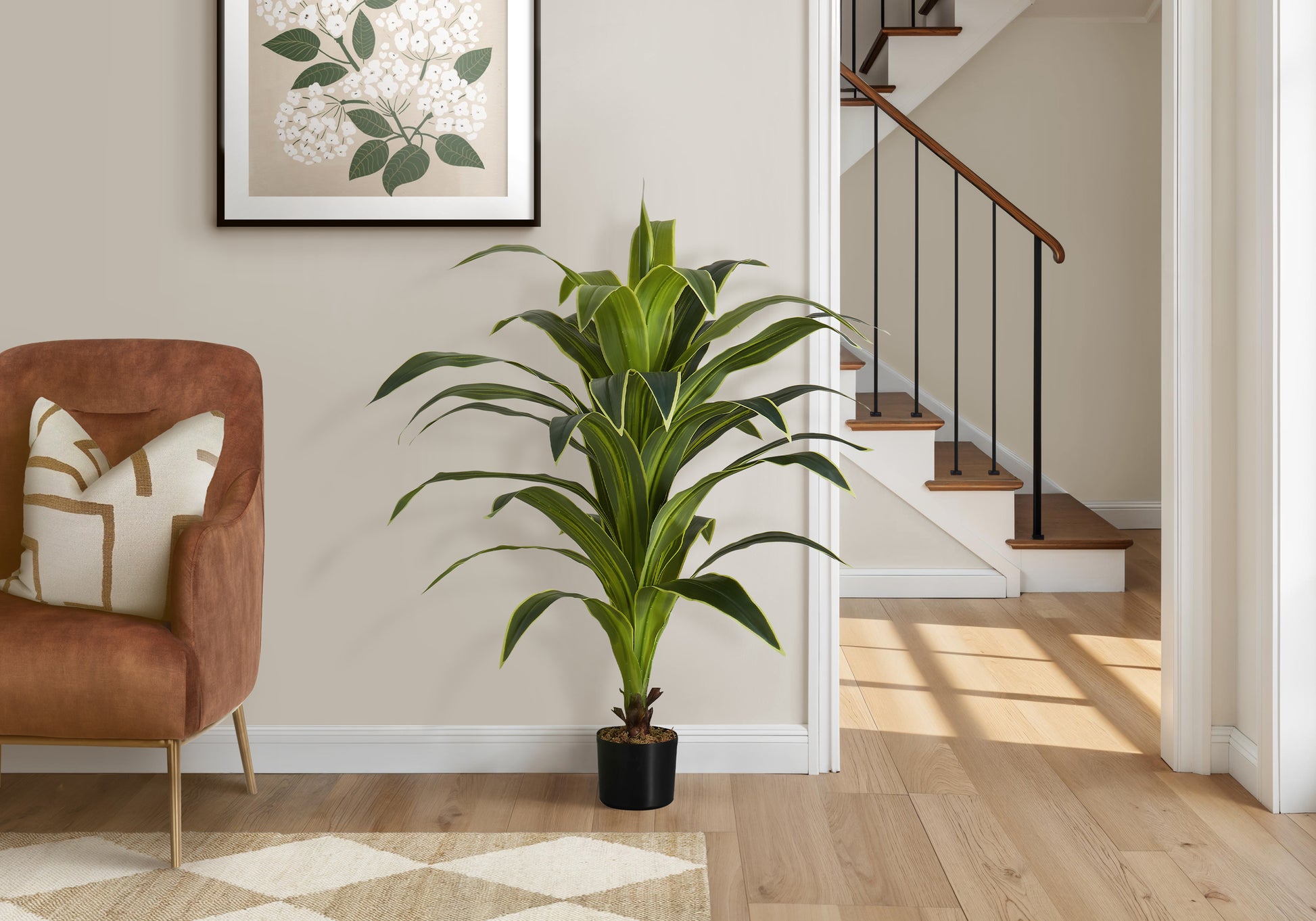 Artificial Dracaena Plant 47"H with 5" Black Pot-Artificial Plant-DECOROLALA