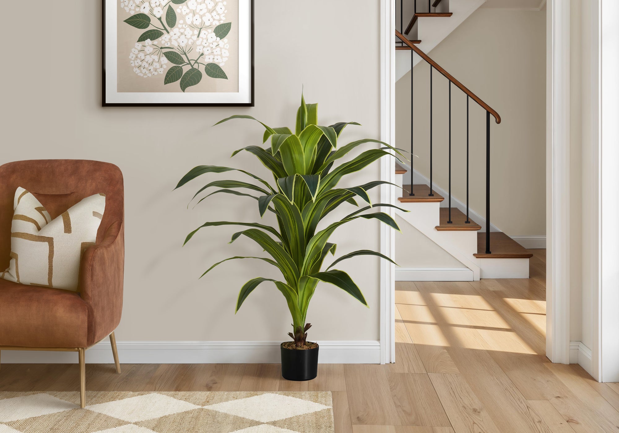 Artificial Dracaena Plant 47"H with 5" Black Pot-Artificial Plant-DECOROLALA