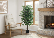 Artificial Ficus Tree 58"H - 1008 Leaves, Black Pot-Artificial Plant-DECOROLALA