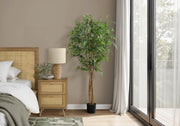 Artificial Ficus Tree 79" Tall Indoor Plant Black Pot-Artificial Plant-DECOROLALA