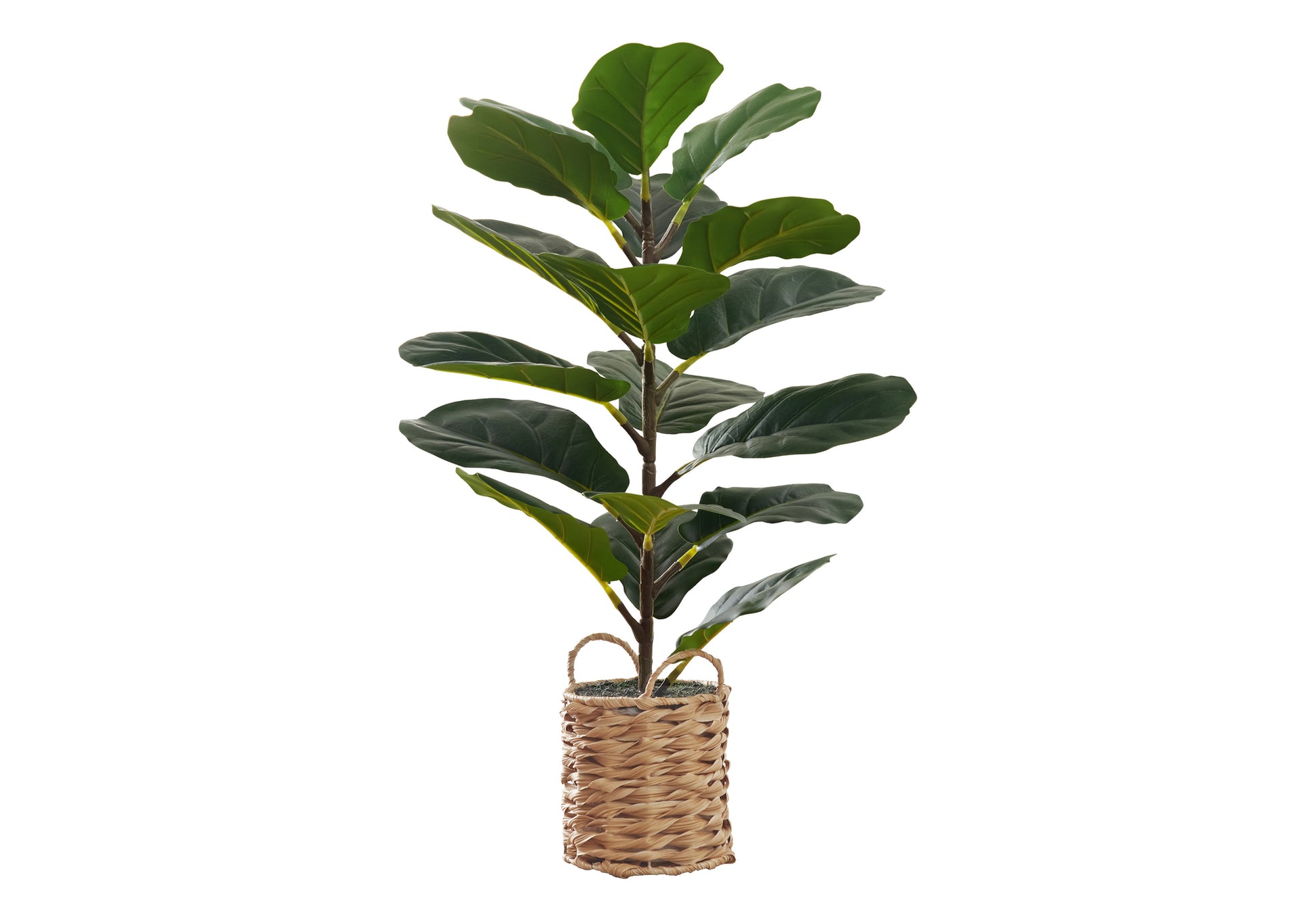 Artificial Fiddle Leaf Plant 28" with Woven Basket-Artificial Plant-DECOROLALA