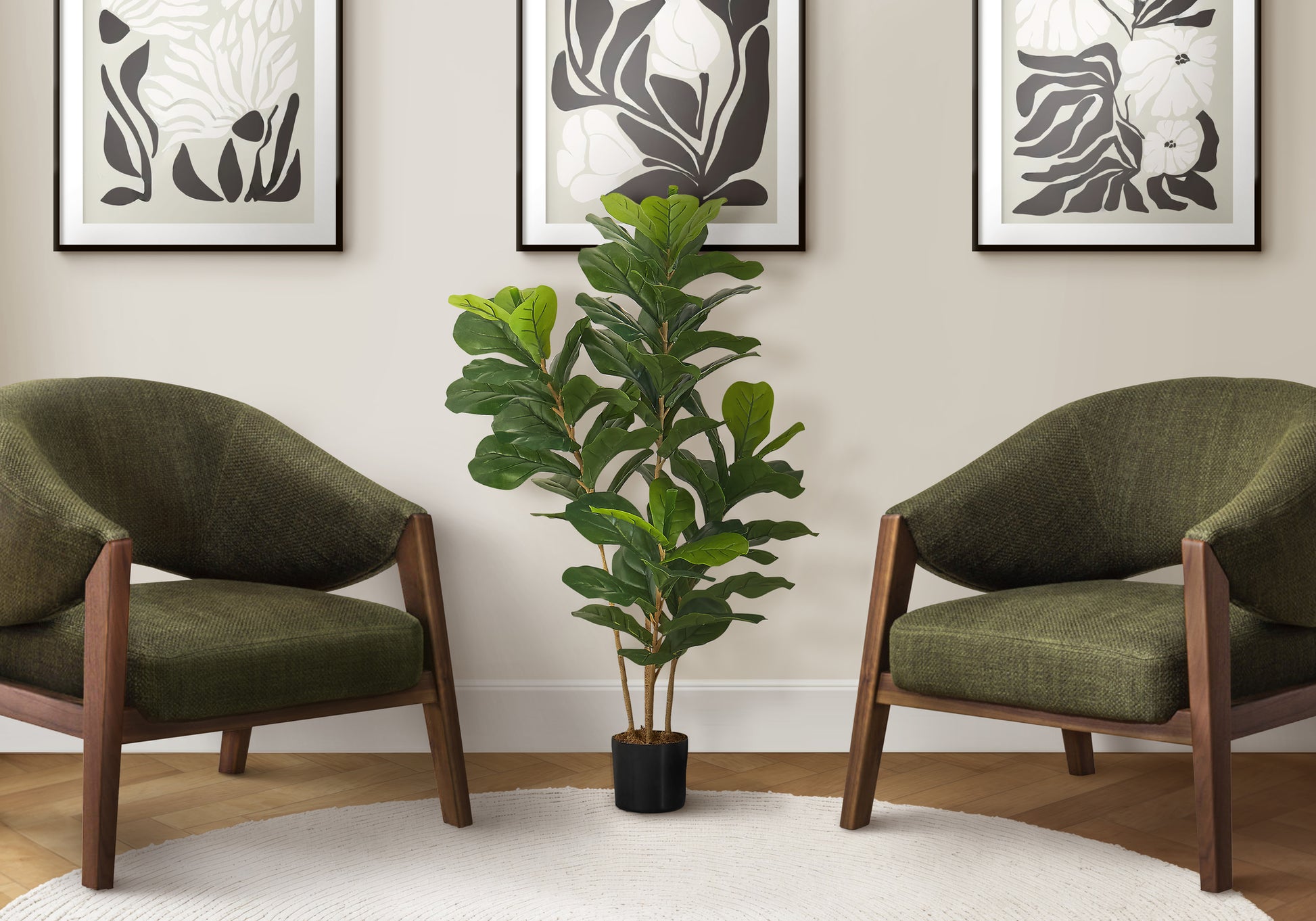 Artificial Fiddle Tree 41"H Black Pot-Artificial Plant-DECOROLALA