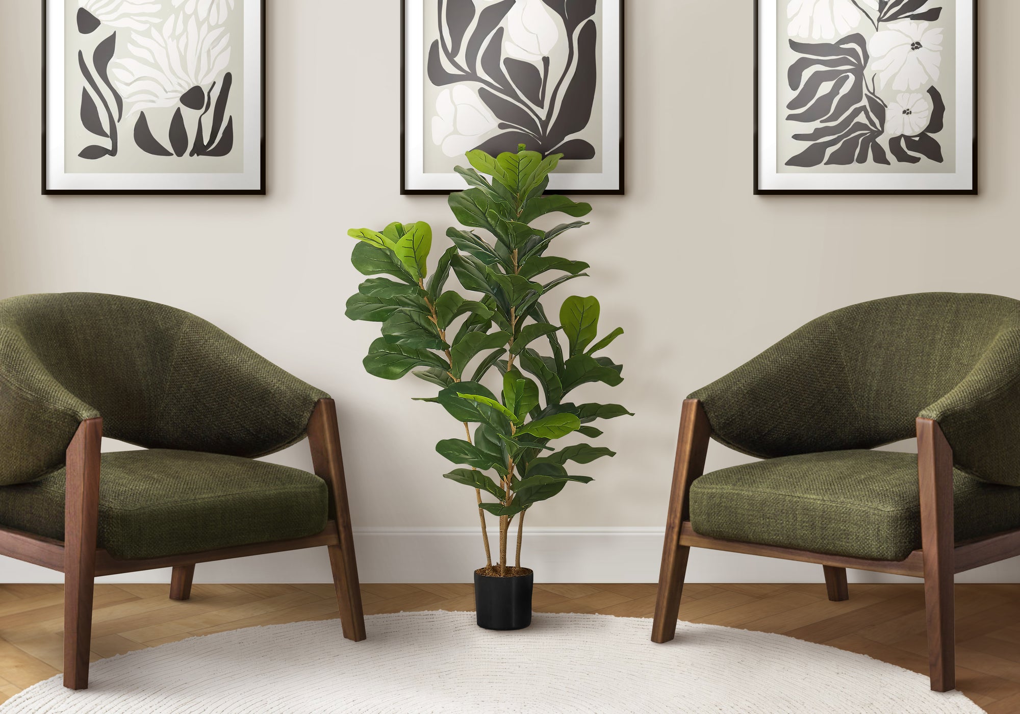 Artificial Fiddle Tree 41"H Black Pot-Artificial Plant-DECOROLALA
