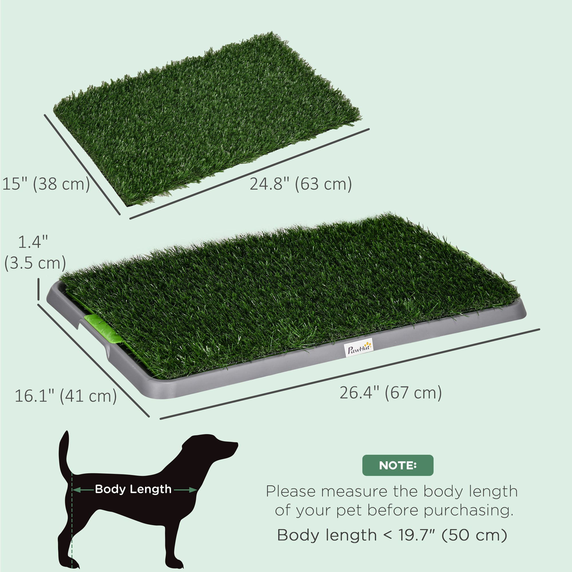 Artificial Grass Pee Pad for Dogs Potty Training, 26" x 16", 2 Packs, Green-Dogs-DECOROLALA