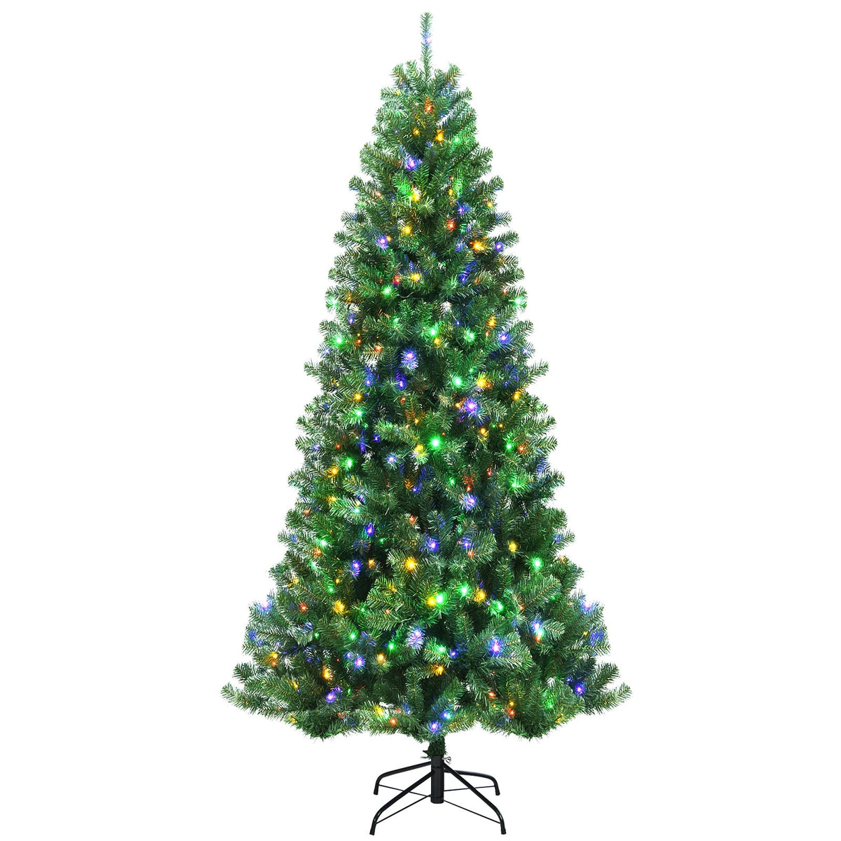 Artificial Hinged Christmas Tree with Remote-controlled Color-changing LED Lights-8'-Christmas Trees-DECOROLALA