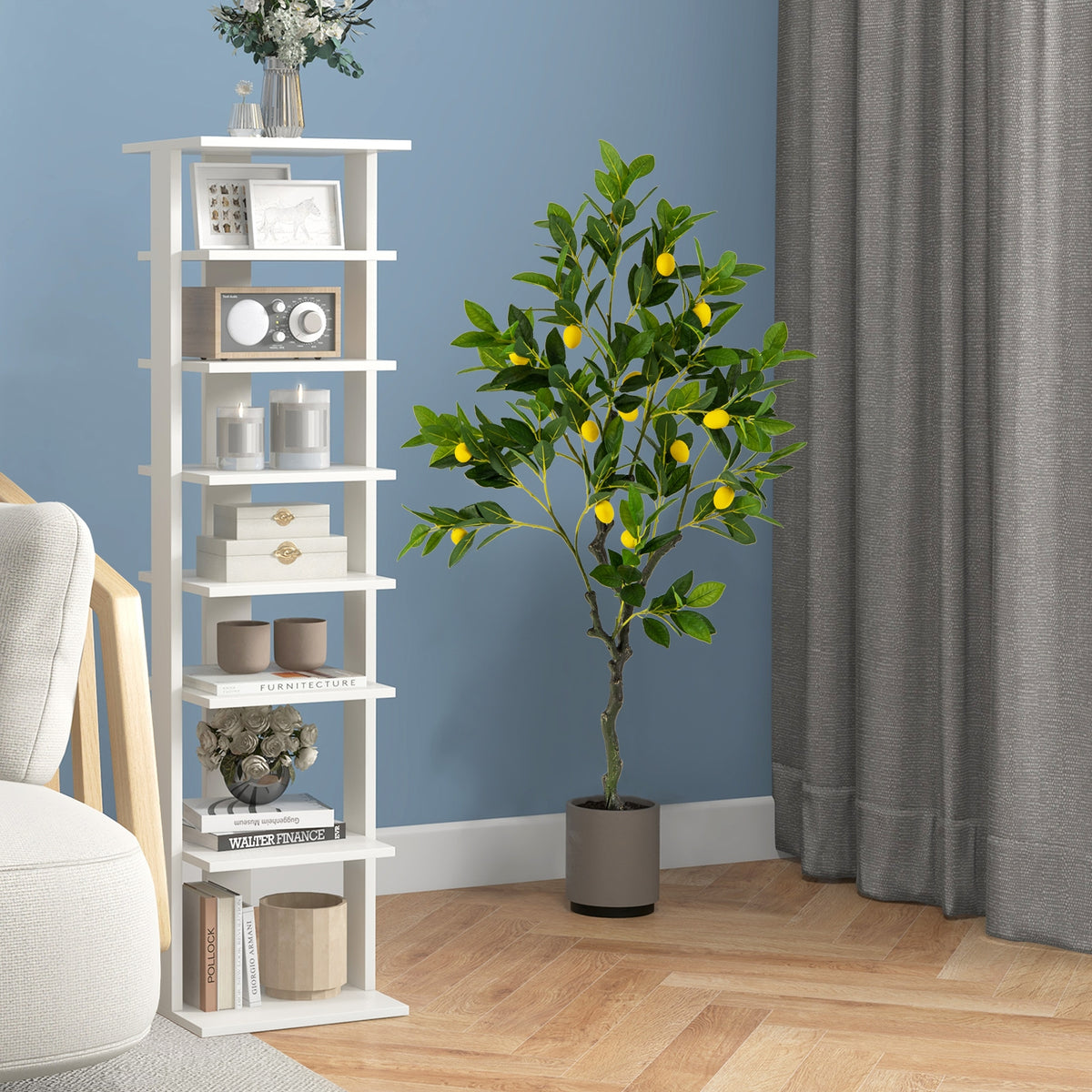 Artificial Lemon Tree 2.6/4/5.2 Feet Tall Fake Lemon Plant wuth Lemon Fruits-4 ft-Artificial Plants-DECOROLALA