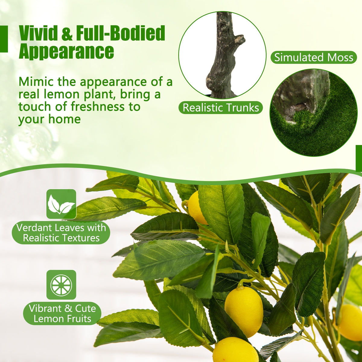 Artificial Lemon Tree 2.6/4/5.2 Feet Tall Fake Lemon Plant wuth Lemon Fruits-4 ft-Artificial Plants-DECOROLALA