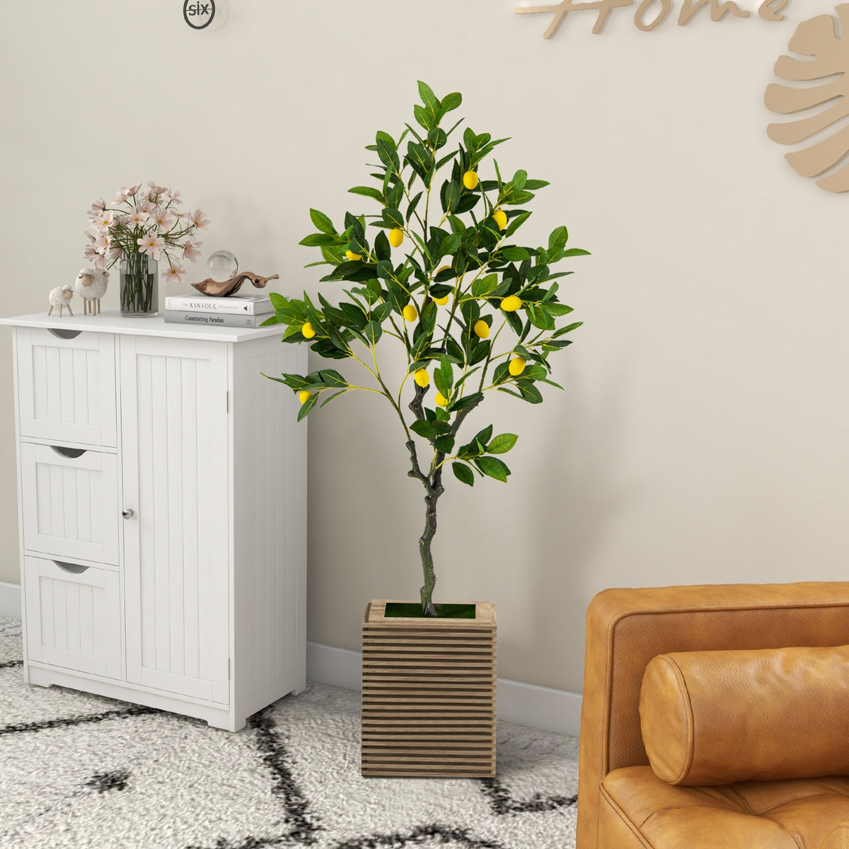 Artificial Lemon Tree 2.6/4/5.2 Feet Tall Fake Lemon Plant wuth Lemon Fruits-4 ft-Artificial Plants-DECOROLALA