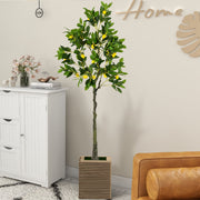 Artificial Lemon Tree 2.6/4/5.2 Feet Tall Fake Lemon Plant wuth Lemon Fruits-5.2 ft-Artificial Plants-DECOROLALA