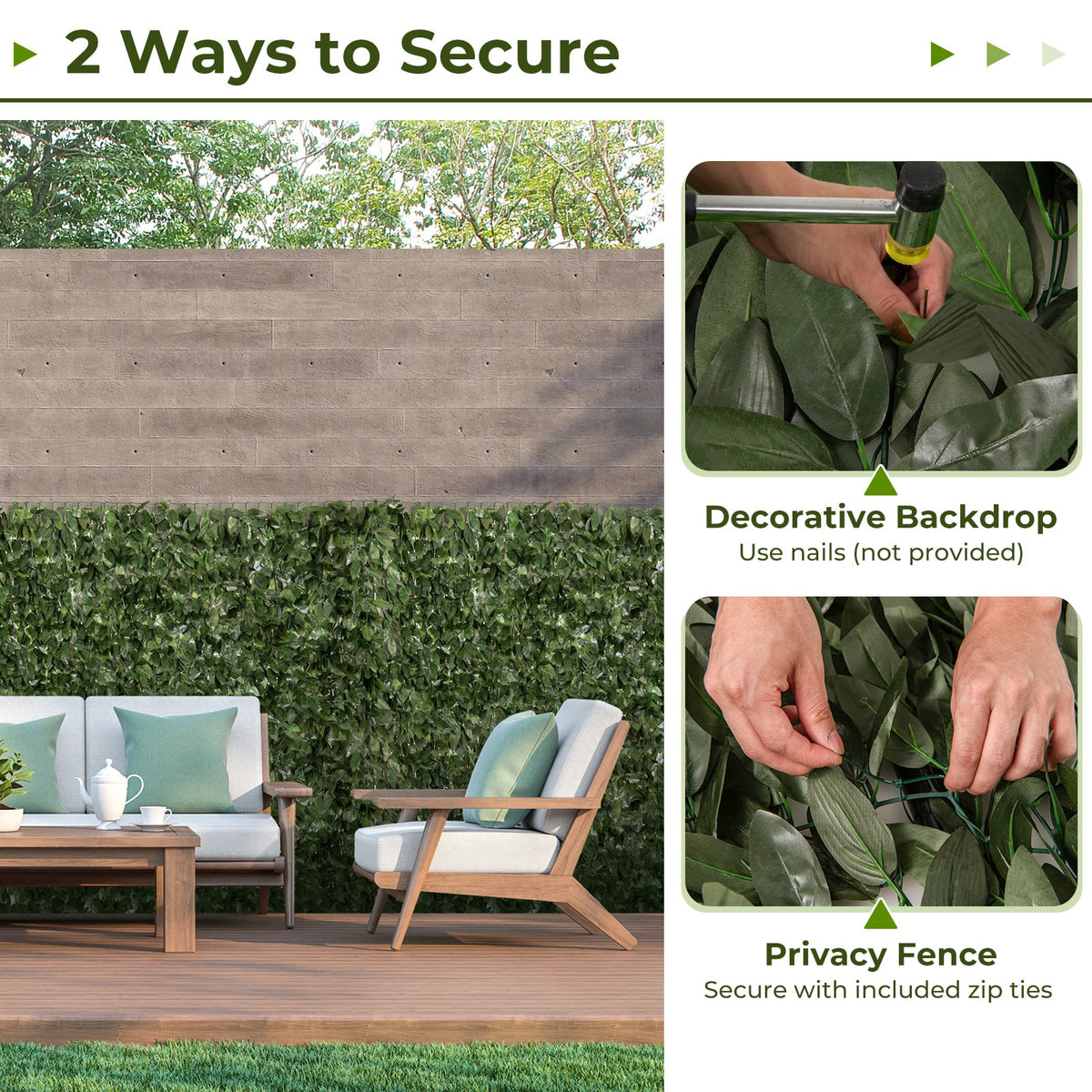 Artificial Lily Leaf Privacy Fence for Garden Yard Balcony Deck-Artificial Plants-DECOROLALA