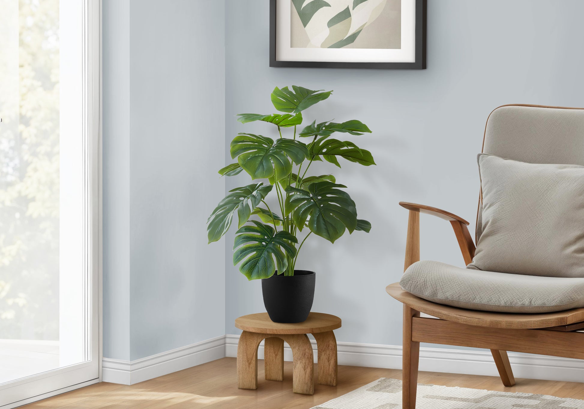 Artificial Monstera Plant 24"H Real Touch White Pot-Artificial Plant-DECOROLALA