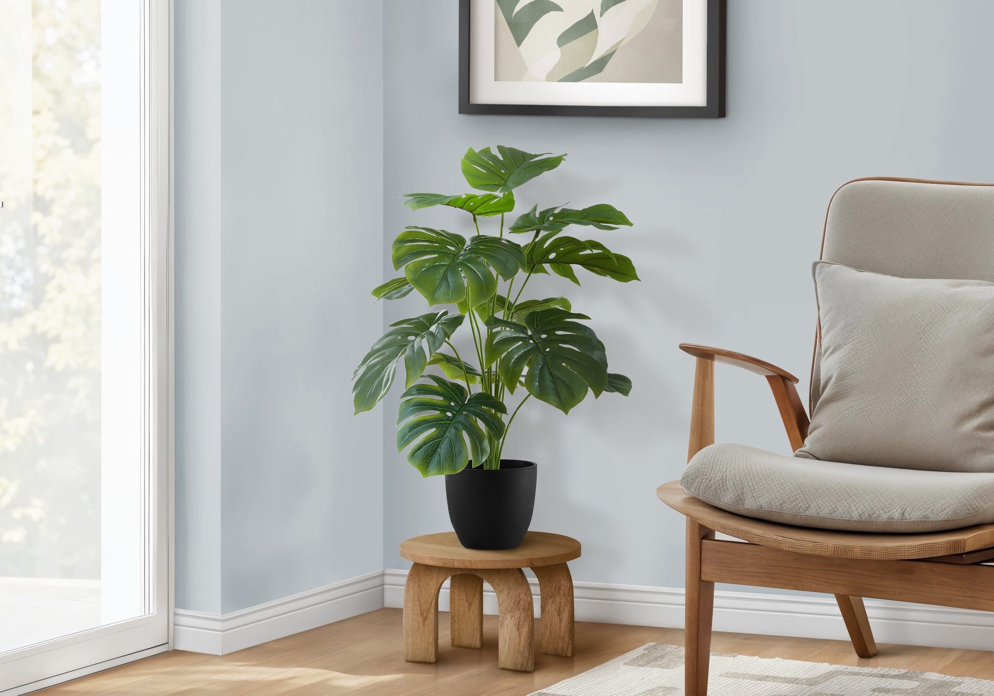 Artificial Monstera Plant 24"H Real Touch White Pot-Artificial Plant-DECOROLALA
