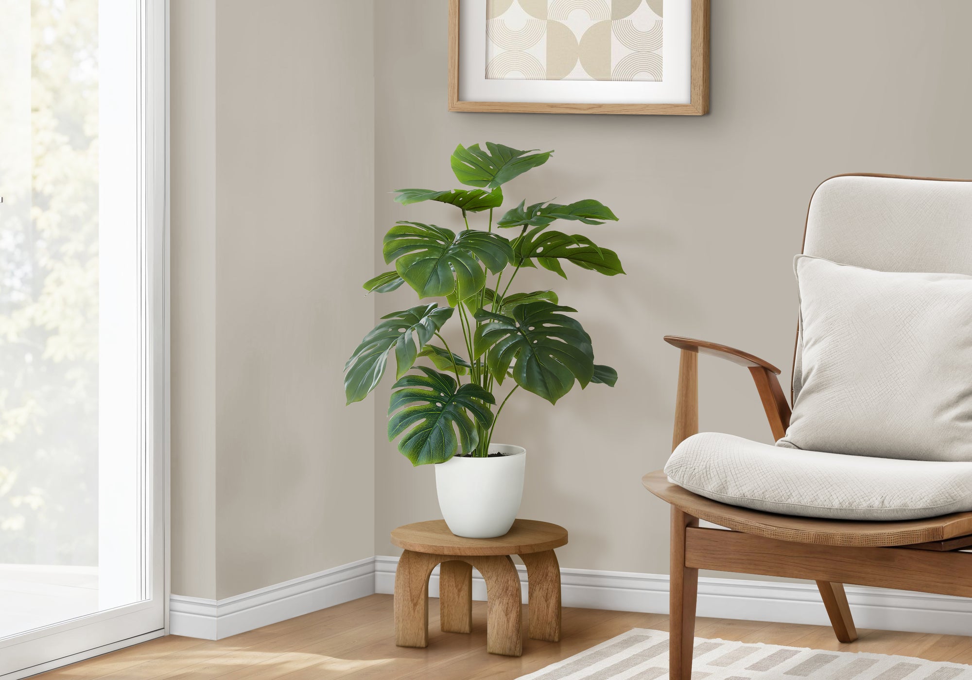 Artificial Monstera Plant 24"H Real Touch White Pot-Artificial Plant-DECOROLALA