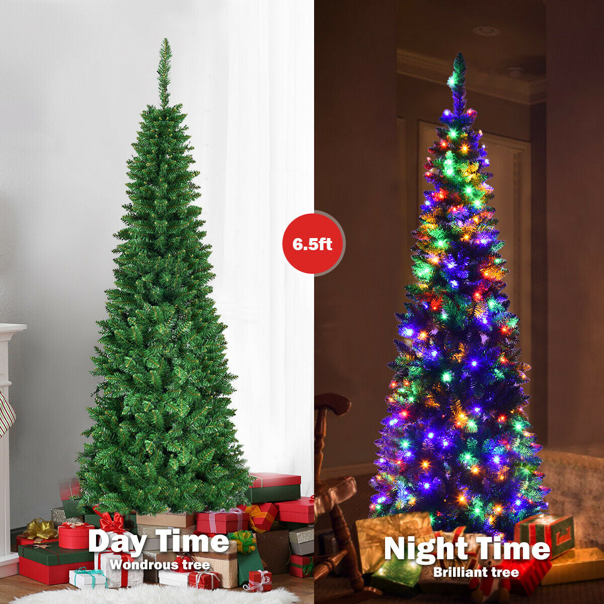 Artificial National Foot Kingswood Fir Pencil Christmas Tree-6.5ft-Christmas Trees-DECOROLALA