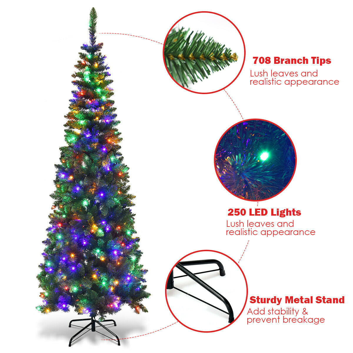 Artificial National Foot Kingswood Fir Pencil Christmas Tree-6.5ft-Christmas Trees-DECOROLALA