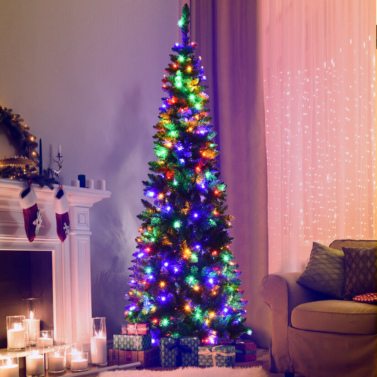 Artificial National Foot Kingswood Fir Pencil Christmas Tree-6.5ft-Christmas Trees-DECOROLALA