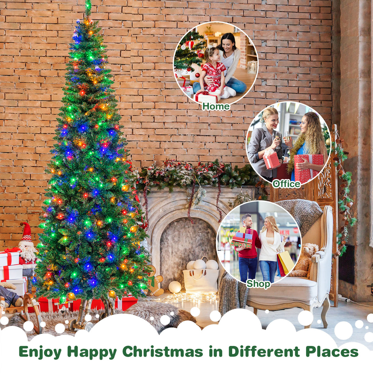 Artificial National Foot Kingswood Fir Pencil Christmas Tree-7.5 ft-Christmas Trees-DECOROLALA