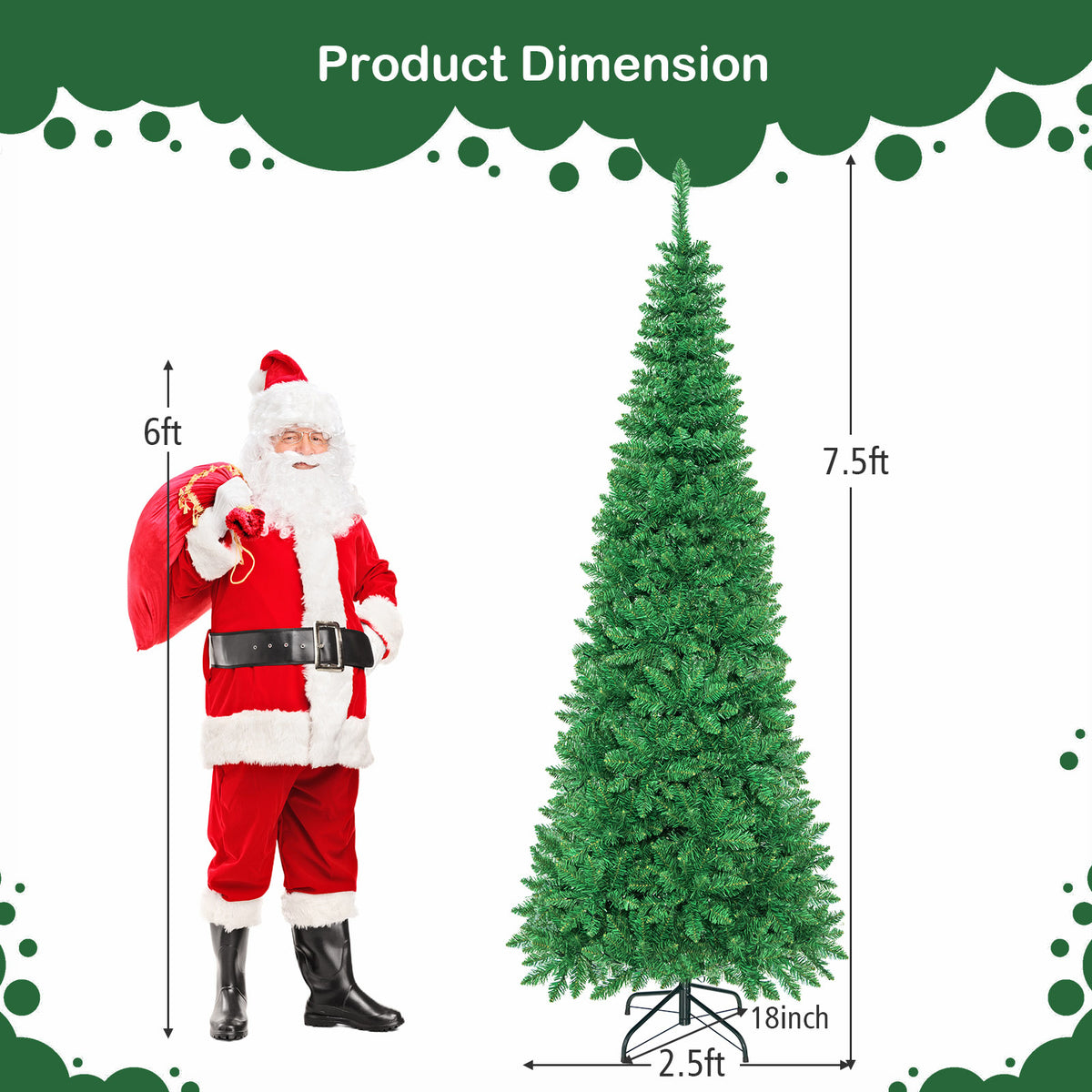Artificial National Foot Kingswood Fir Pencil Christmas Tree-7.5 ft-Christmas Trees-DECOROLALA