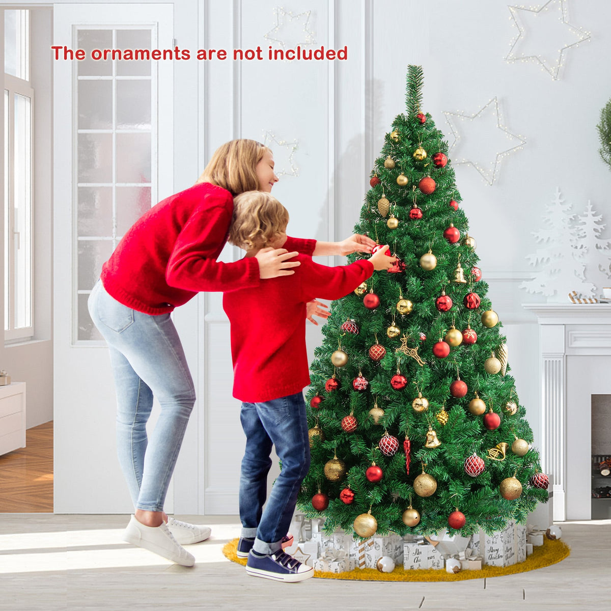 Artificial PVC Hinged Christmas Tree with Solid Metal Stand-6 ft-Christmas Trees-DECOROLALA