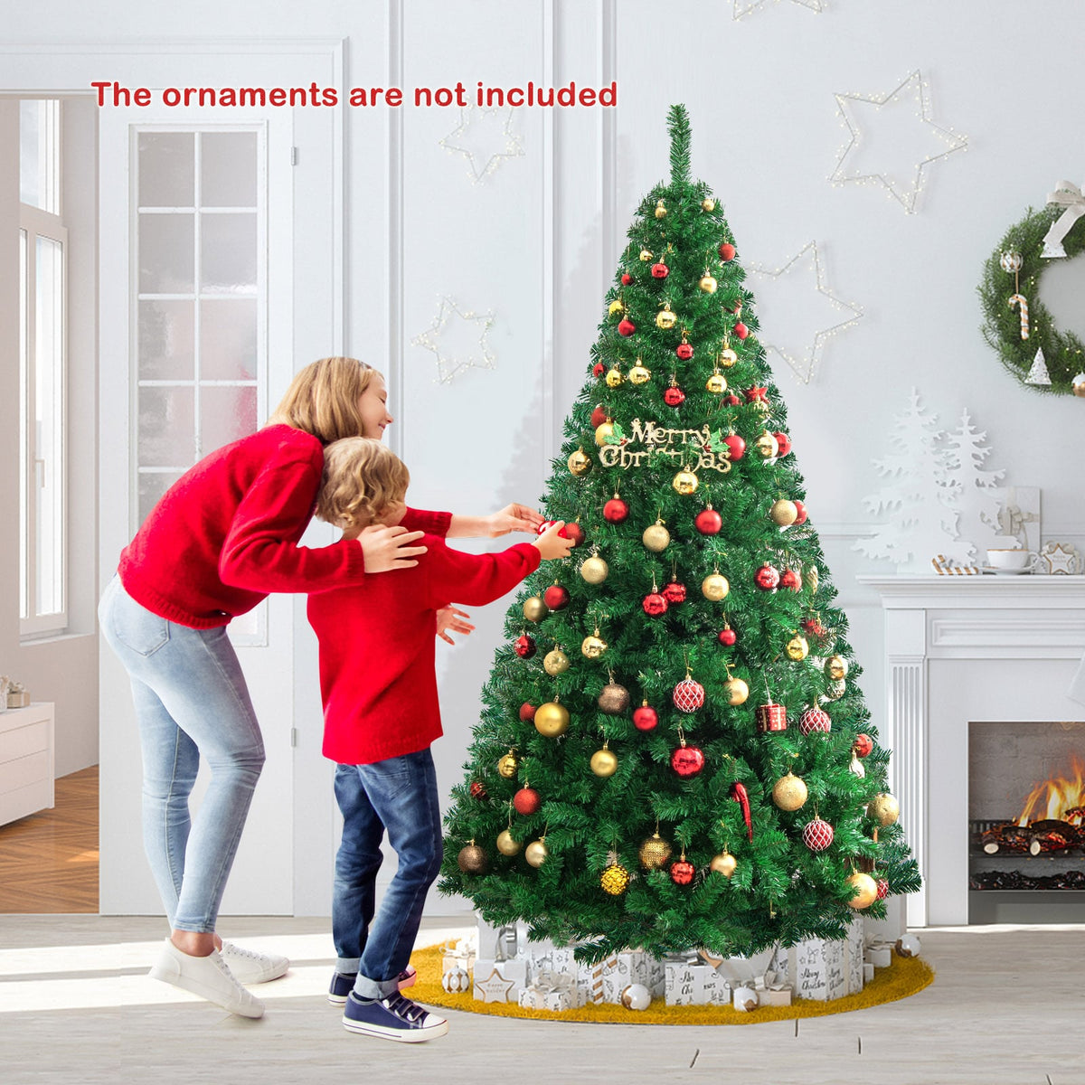 Artificial PVC Hinged Christmas Tree with Solid Metal Stand-7 ft-Christmas Trees-DECOROLALA
