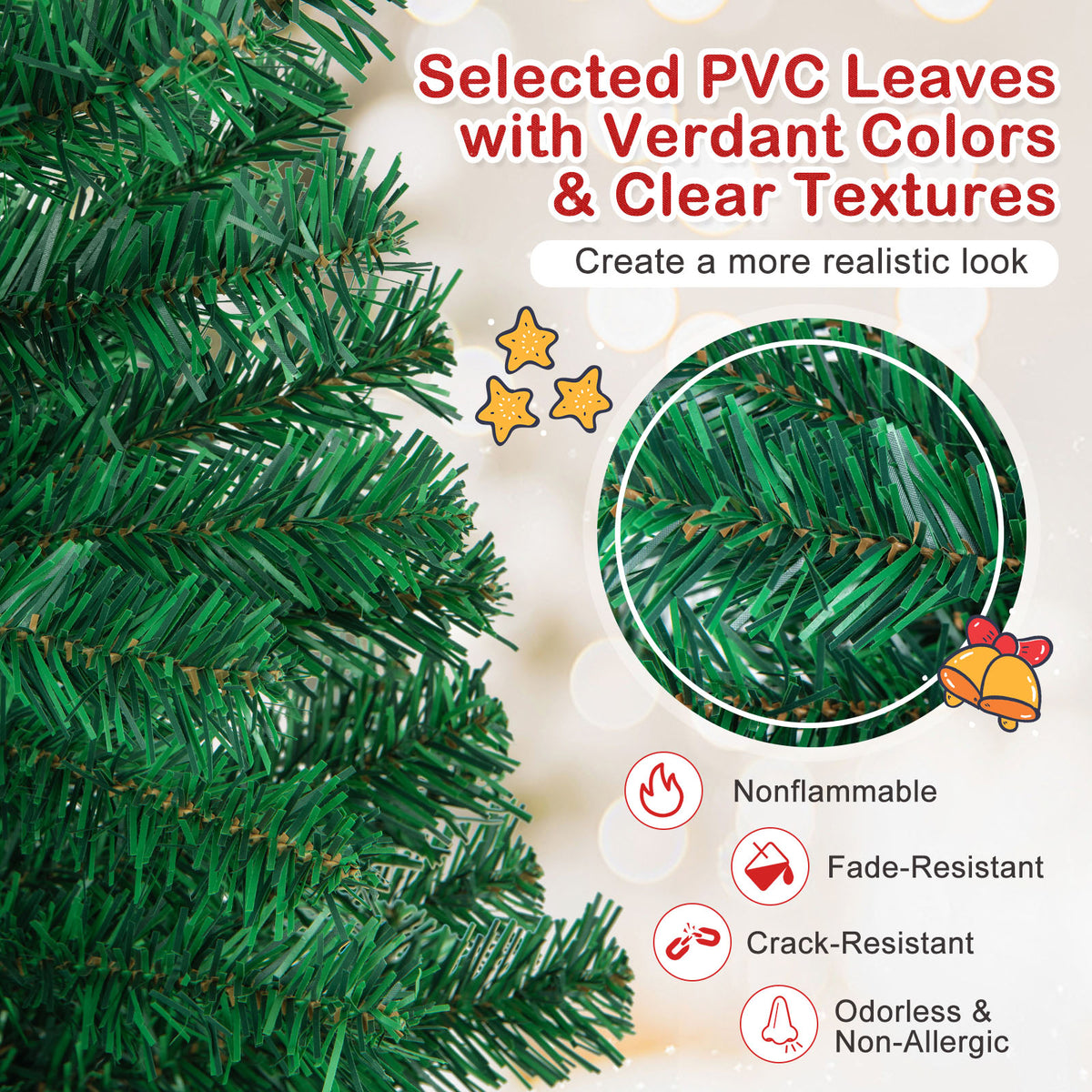 Artificial PVC Hinged Christmas Tree with Solid Metal Stand-8 ft-Christmas Trees-DECOROLALA