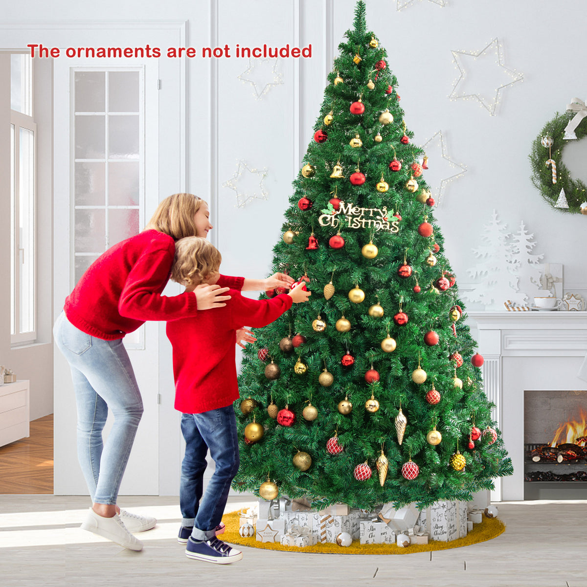 Artificial PVC Hinged Christmas Tree with Solid Metal Stand-8 ft-Christmas Trees-DECOROLALA