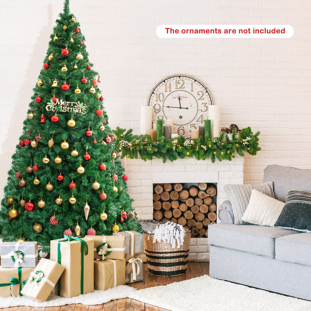 Artificial PVC Hinged Christmas Tree with Solid Metal Stand-8 ft-Christmas Trees-DECOROLALA
