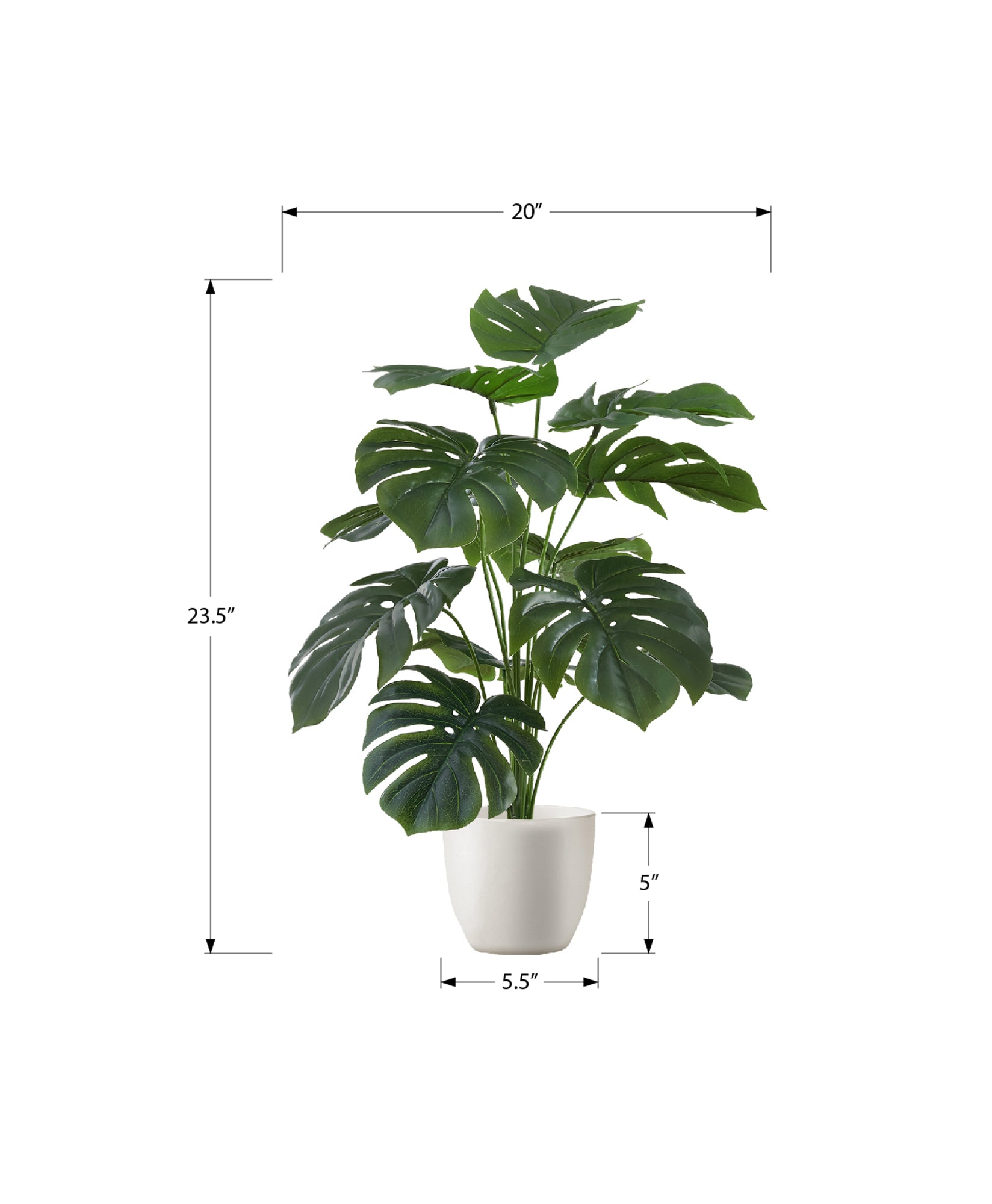 Artificial Plant - 24"H / Indoor Monstera / 5" White Pot-Artificial Plant-DECOROLALA