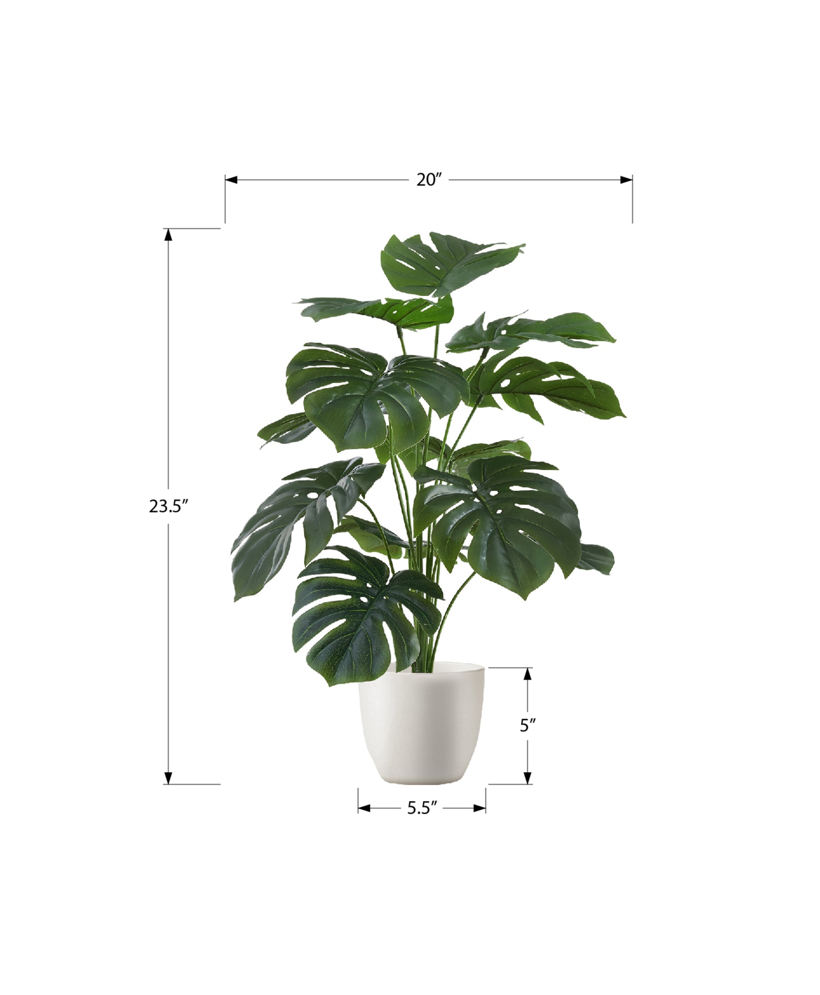 Artificial Plant - 24"H / Indoor Monstera / 5" White Pot-Artificial Plant-DECOROLALA