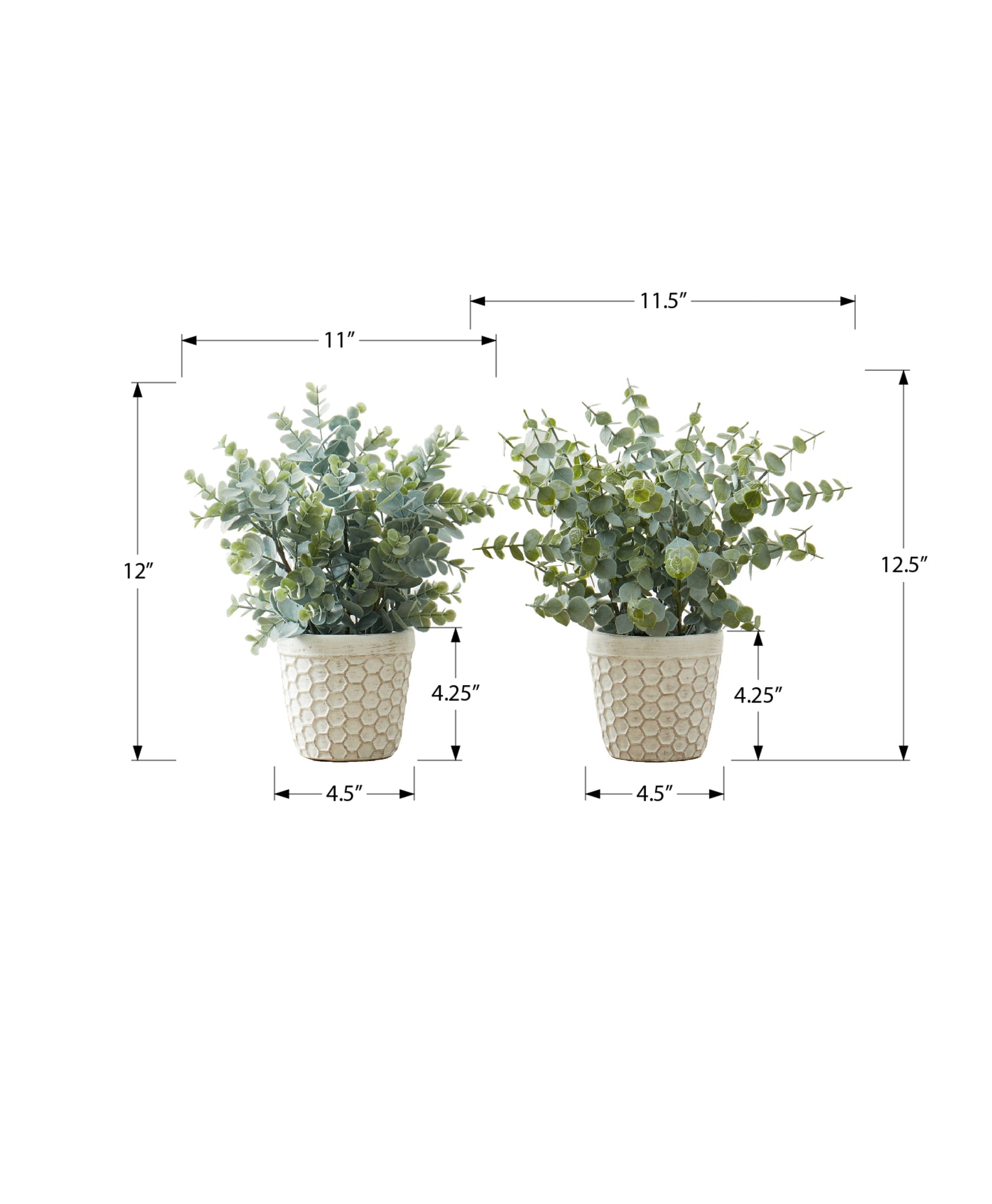 Artificial Plant - 2pcs / 13"H Eucalyptus / Grass/ 4" Pot-Artificial Plant-DECOROLALA