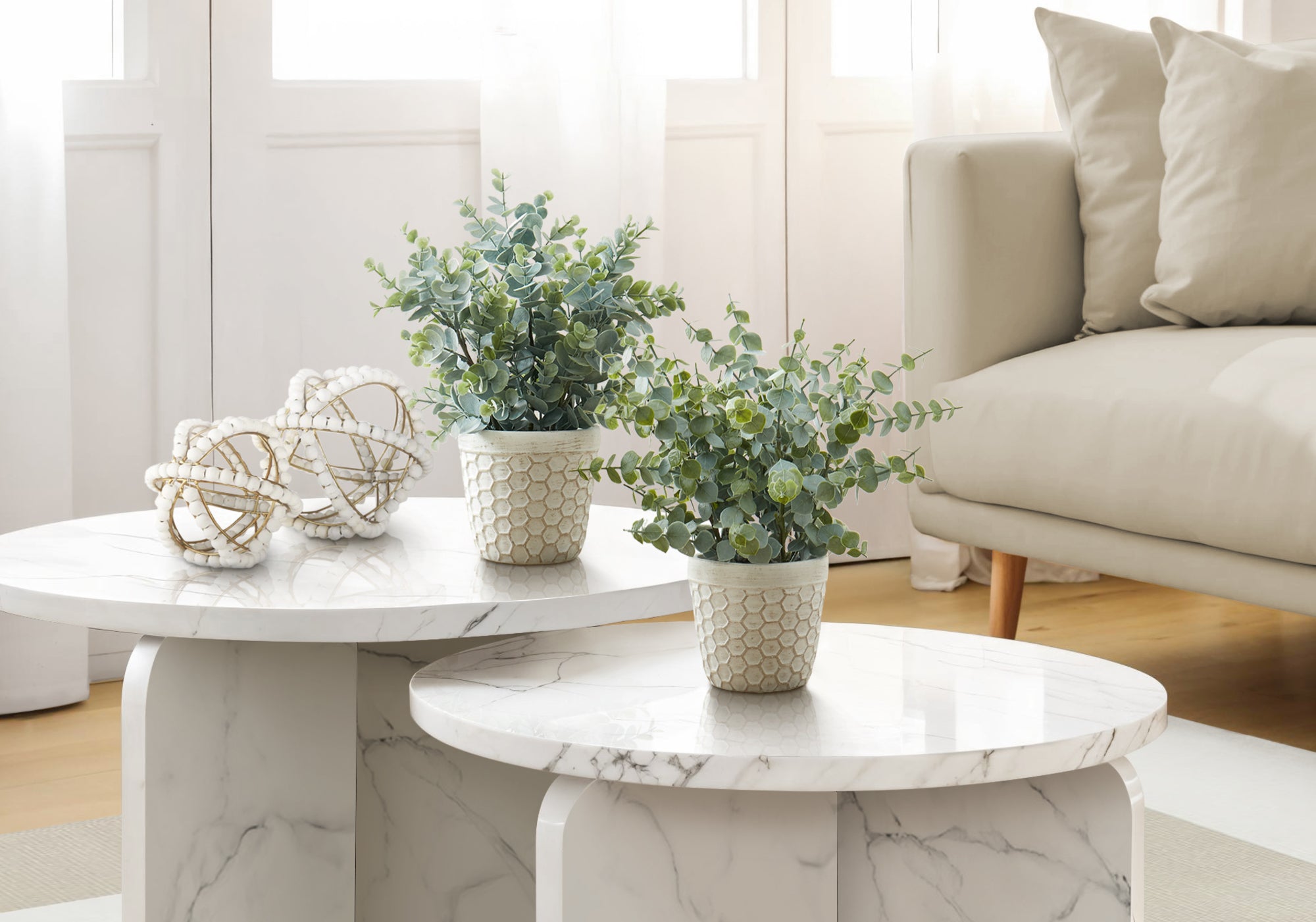 Artificial Plant - 2pcs / 13"H Eucalyptus / Grass/ 4" Pot-Artificial Plant-DECOROLALA