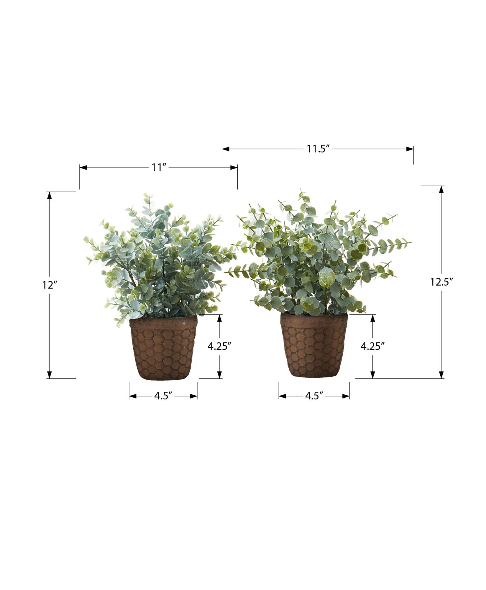 Artificial Plant - 2pcs / 13"H Eucalyptus / Grass/ 4" Pot-Artificial Plant-DECOROLALA