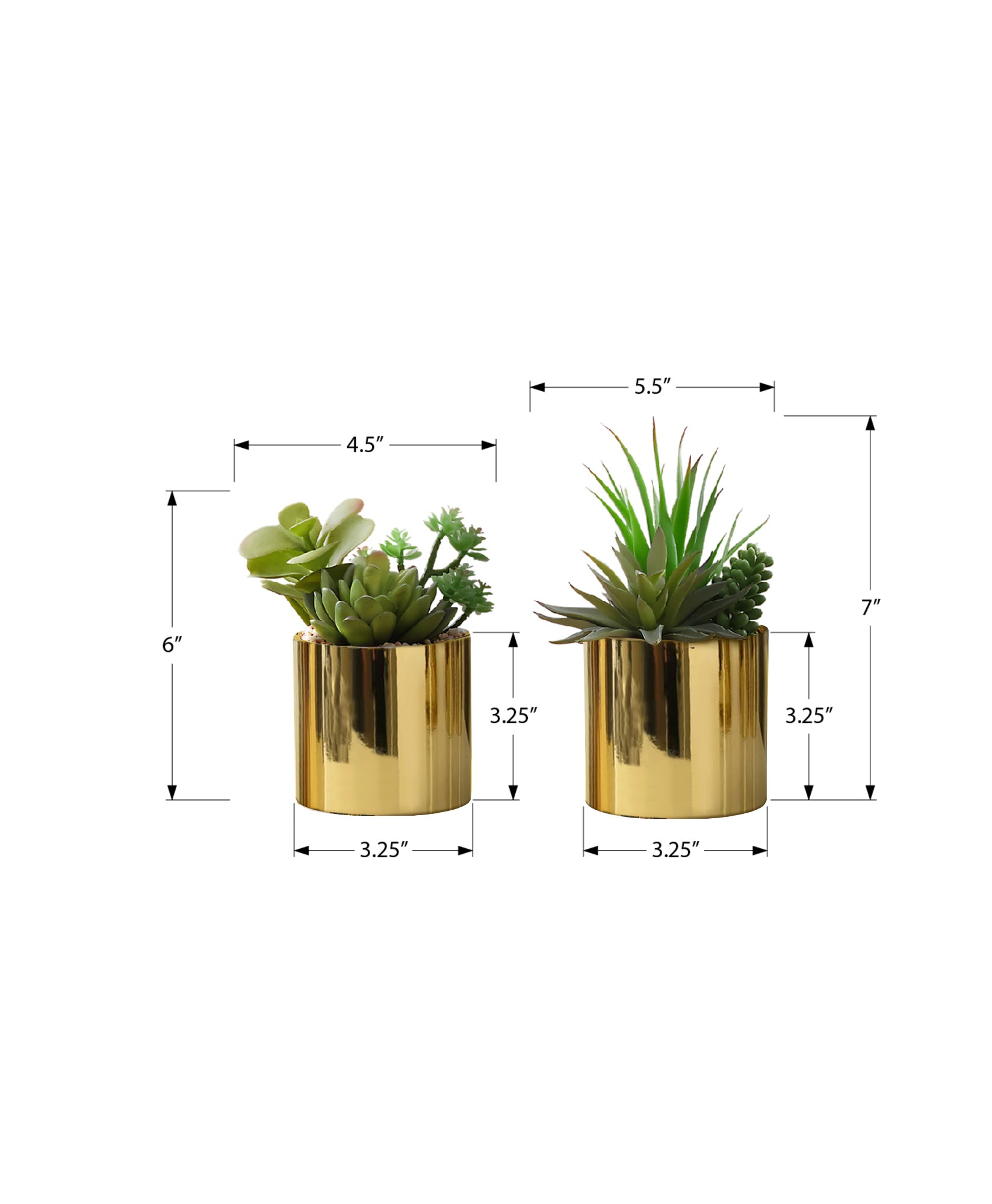Artificial Plant - 2pcs / 7"H Succulent In 3" Chrome Pot-Artificial Plant-DECOROLALA