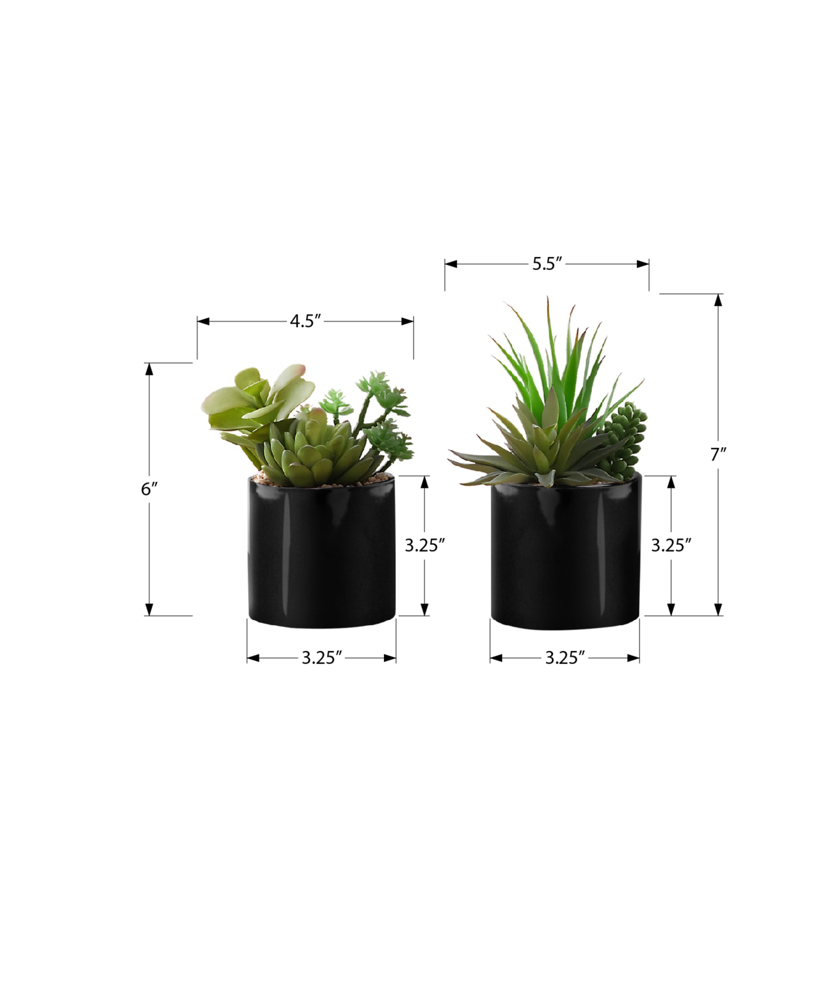 Artificial Plant - 2pcs / 7"H Succulent In 3" Chrome Pot-Artificial Plant-DECOROLALA