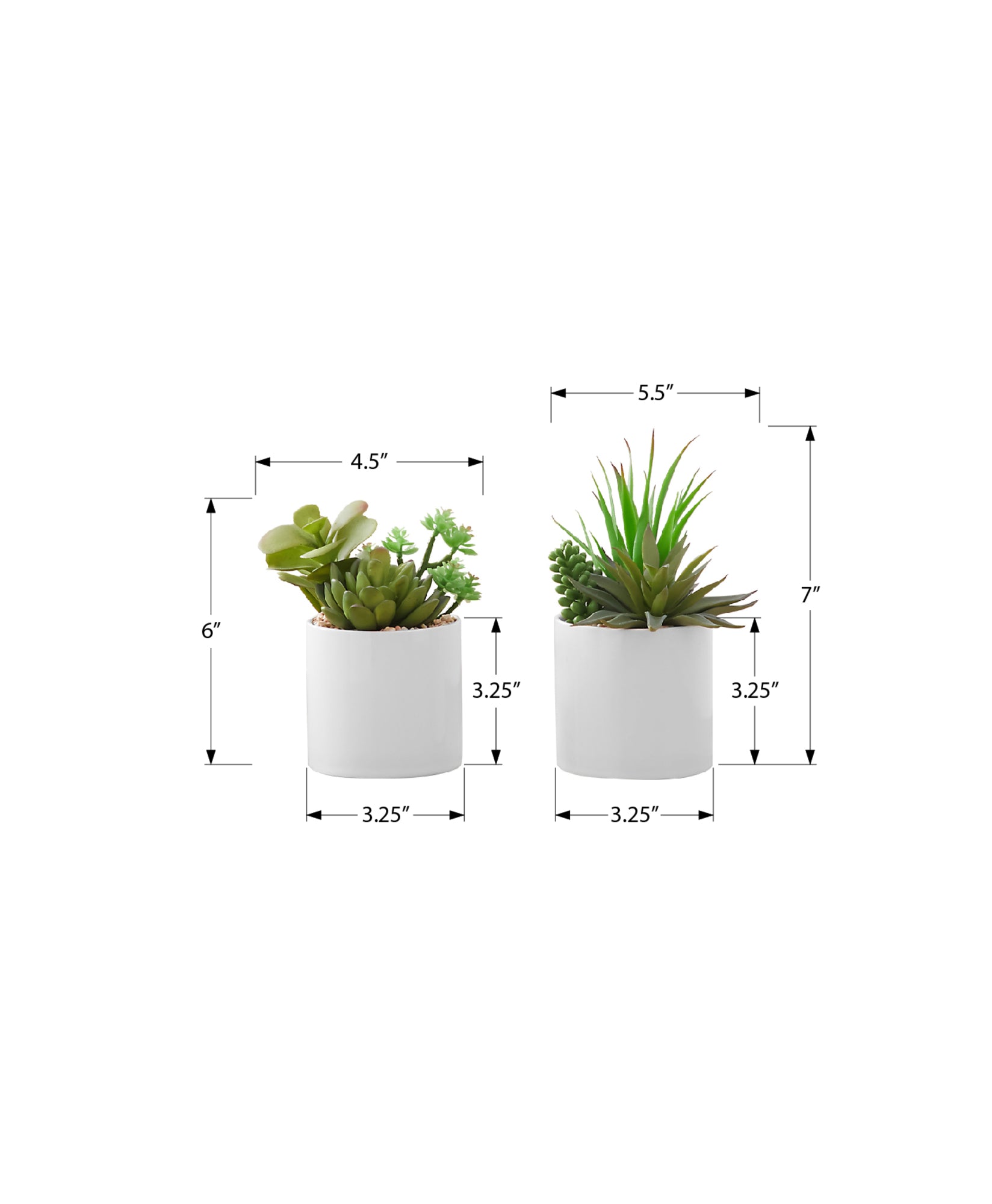 Artificial Plant - 2pcs / 7"H Succulent In 3" Chrome Pot-Artificial Plant-DECOROLALA