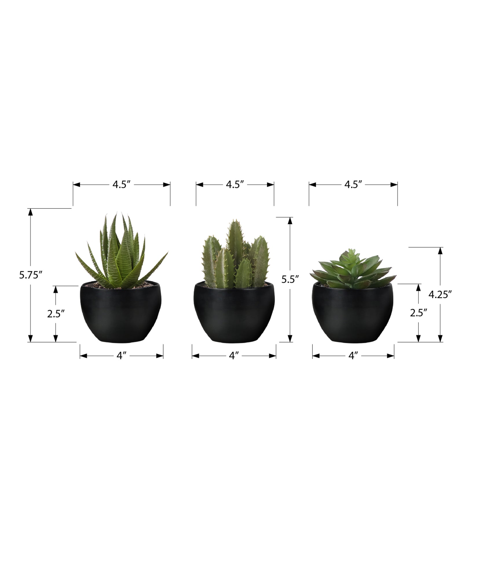 Artificial Plant - 3pcs / 6"H Succulent In A 3" White Pot-Artificial Plant-DECOROLALA