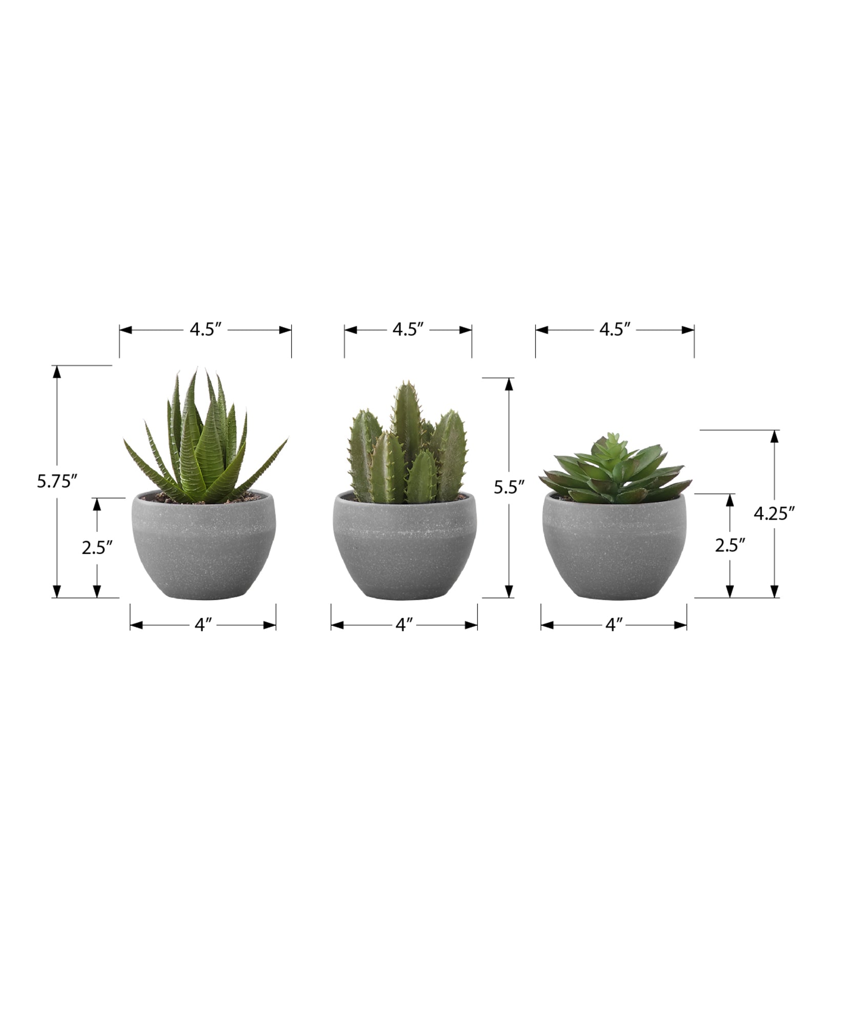 Artificial Plant - 3pcs / 6"H Succulent In A 3" White Pot-Artificial Plant-DECOROLALA