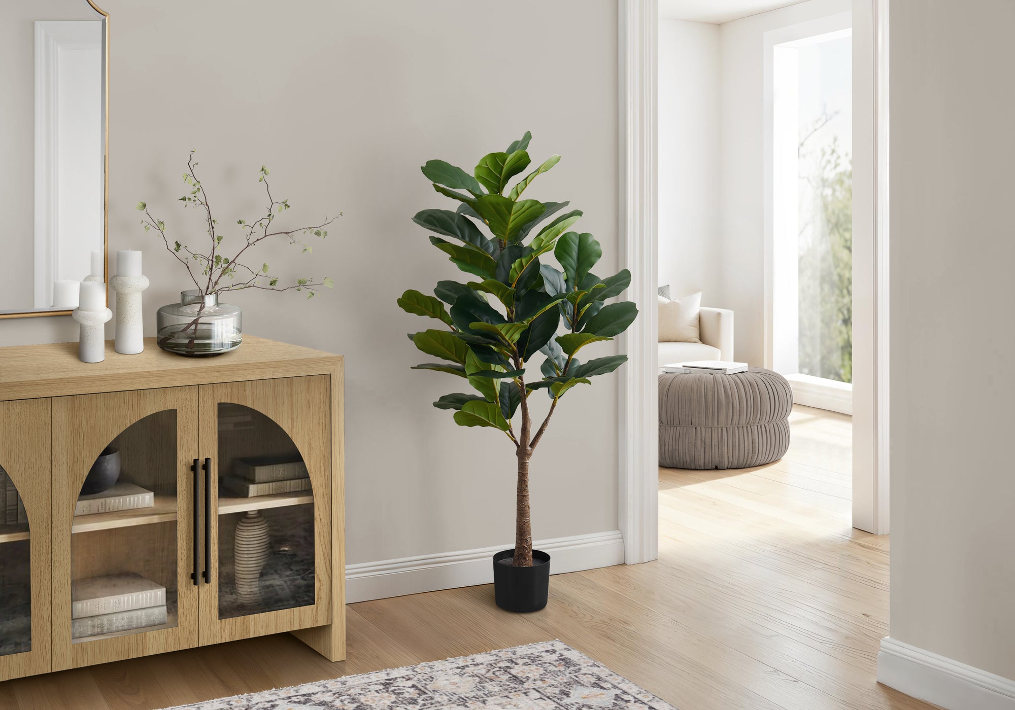 Artificial Plant 47"H Fiddle Tree, 6" Black Pot-Artificial Plant-DECOROLALA