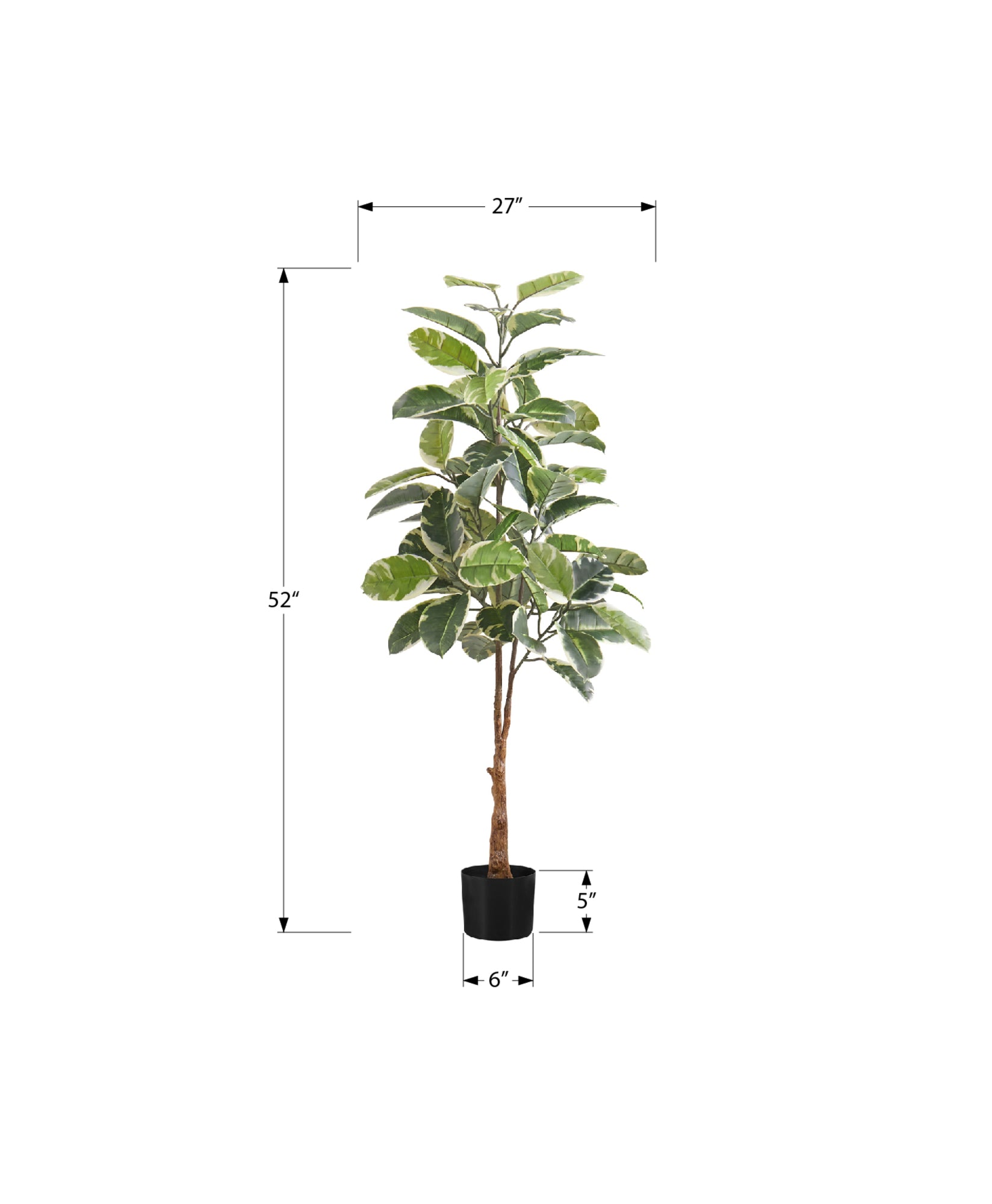 Artificial Plant - 52"H / Indoor Rubber Tree In A 5" Pot-Artificial Plant-DECOROLALA