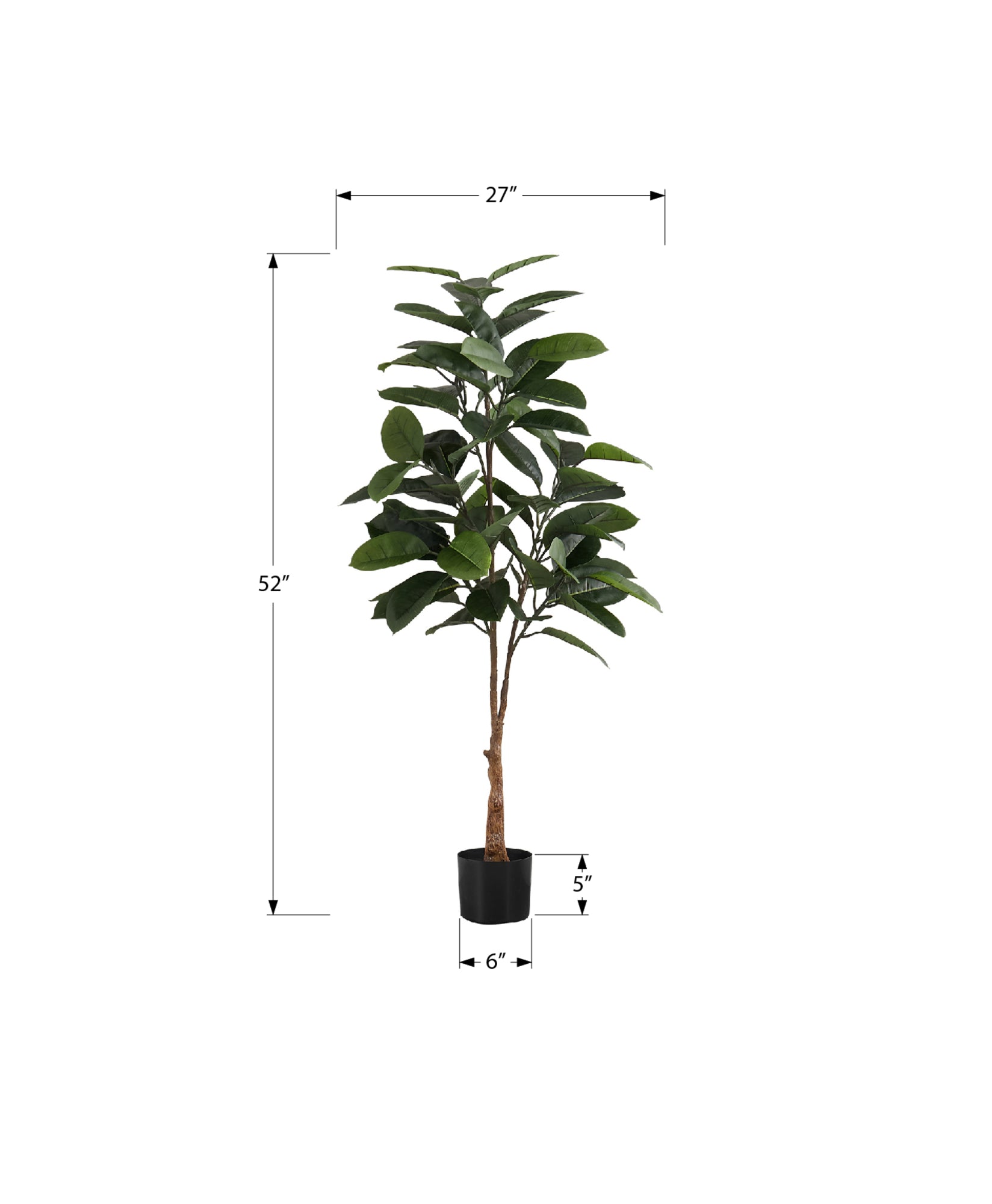 Artificial Plant - 52"H / Indoor Rubber Tree In A 5" Pot-Artificial Plant-DECOROLALA