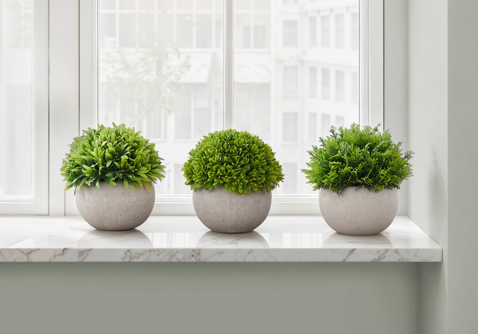 Artificial Plant Grass Set, 5"H, 3-Piece, Black Pots-Artificial Plant-DECOROLALA