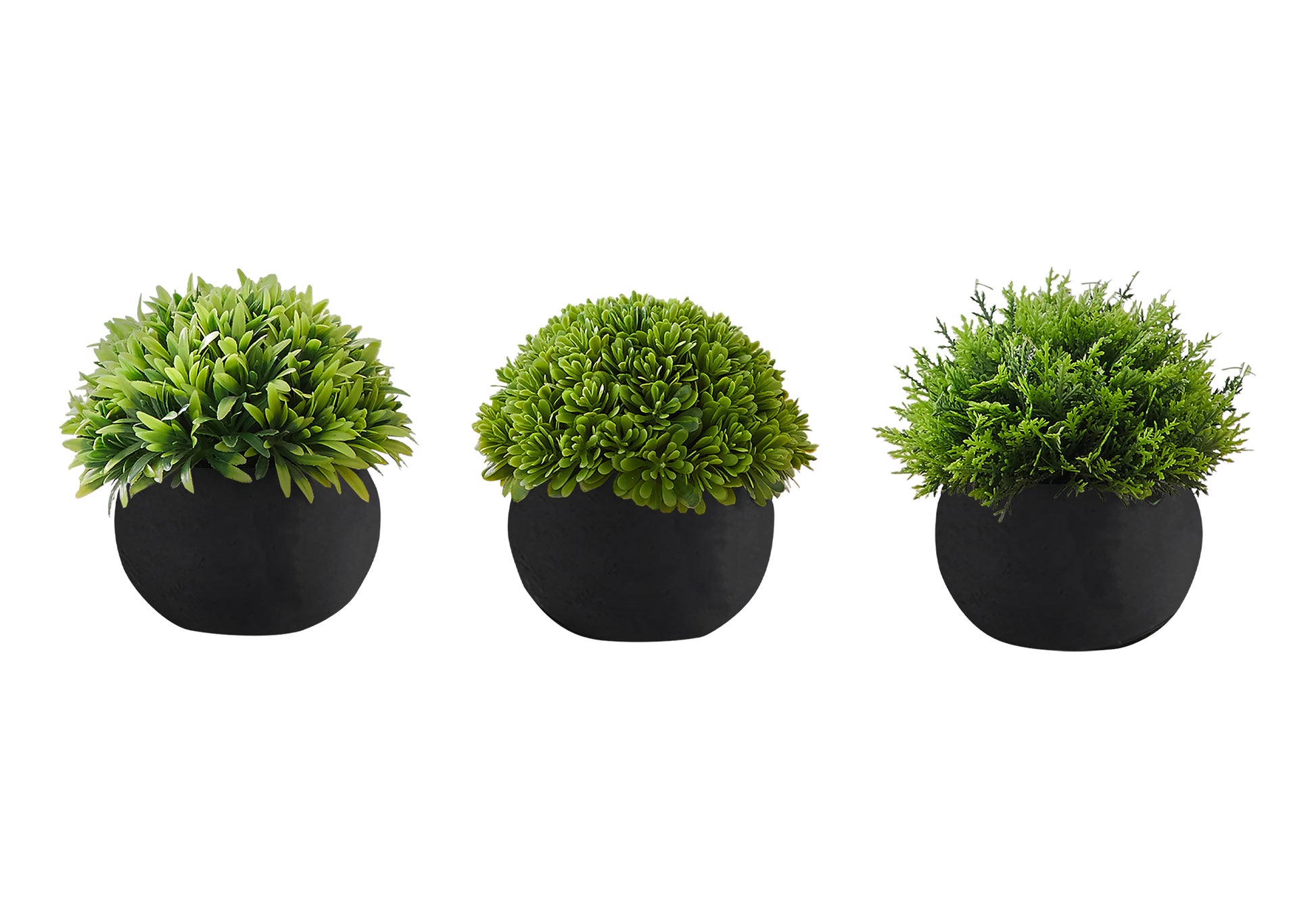 Artificial Plant Grass Set, 5"H, 3-Piece, Black Pots-Artificial Plant-DECOROLALA