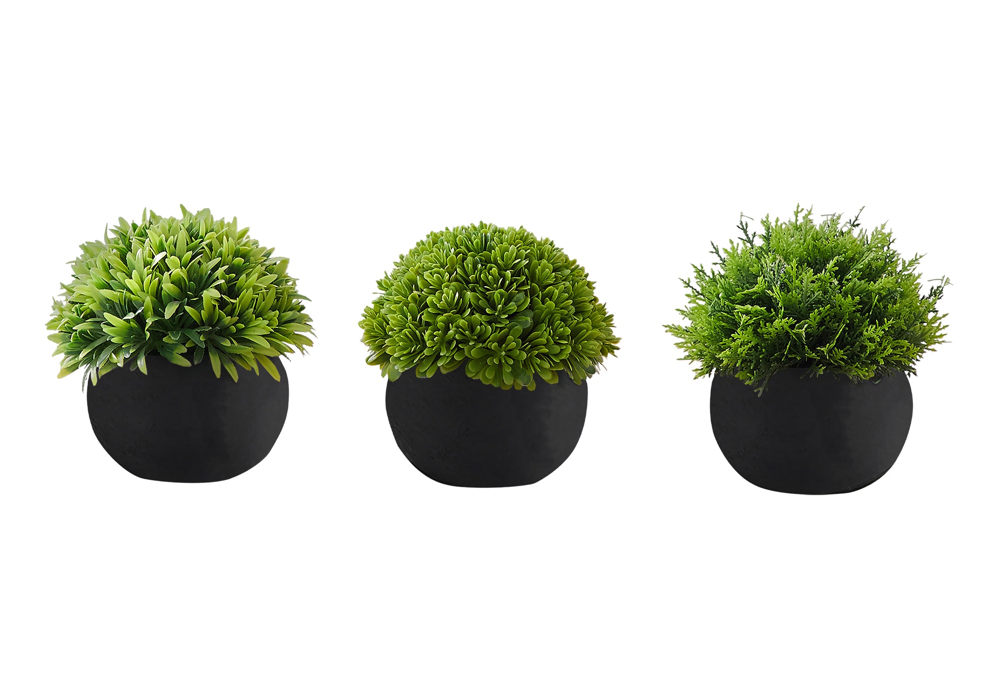 Artificial Plant Grass Set, 5"H, 3-Piece, Black Pots-Artificial Plant-DECOROLALA