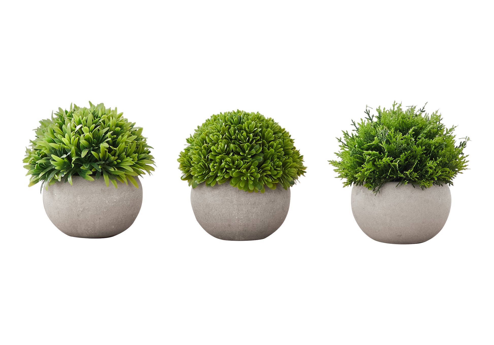 Artificial Plant Grass Set, 5"H, 3-Piece, Black Pots-Artificial Plant-DECOROLALA