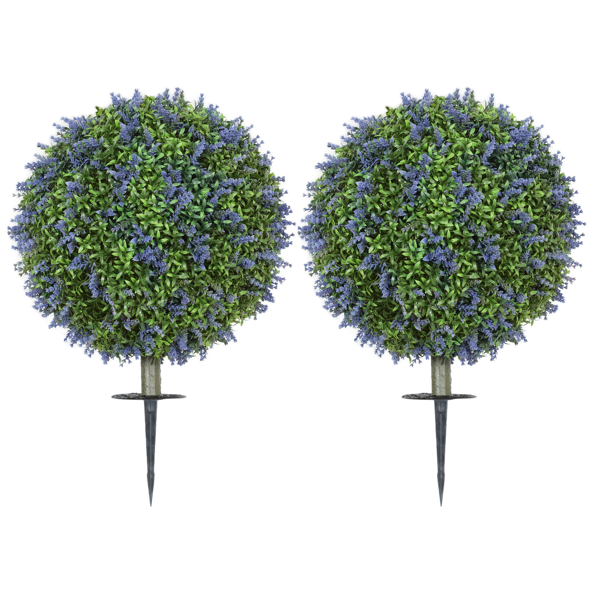 Artificial Plants Faux Lavender Set of 2, UV Protected Fake Plants with Ground Stakes for Indoor Outdoor Decor, Purple-Artificial Trees-DECOROLALA