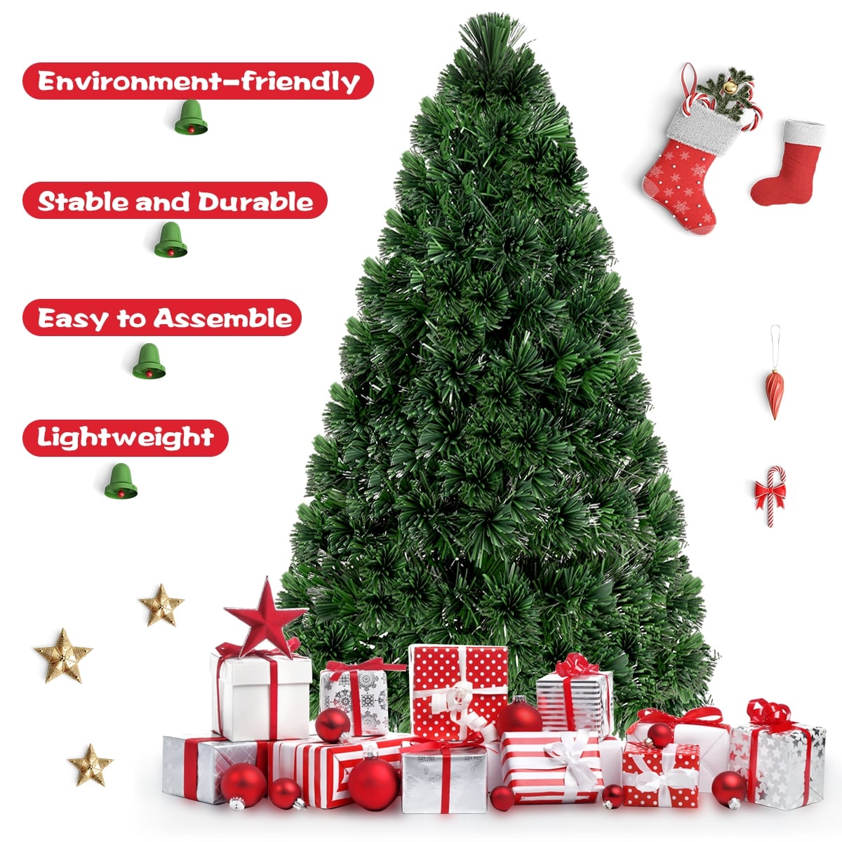 Artificial Pre-Lit Fiber Optic PVC Christmas Tree-5 ft-Christmas Trees-DECOROLALA