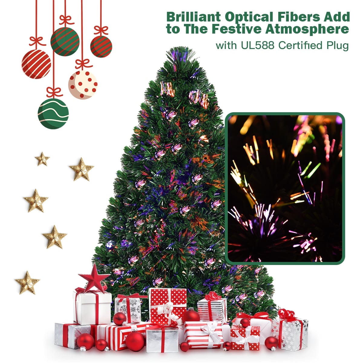 Artificial Pre-Lit Fiber Optic PVC Christmas Tree-5 ft-Christmas Trees-DECOROLALA