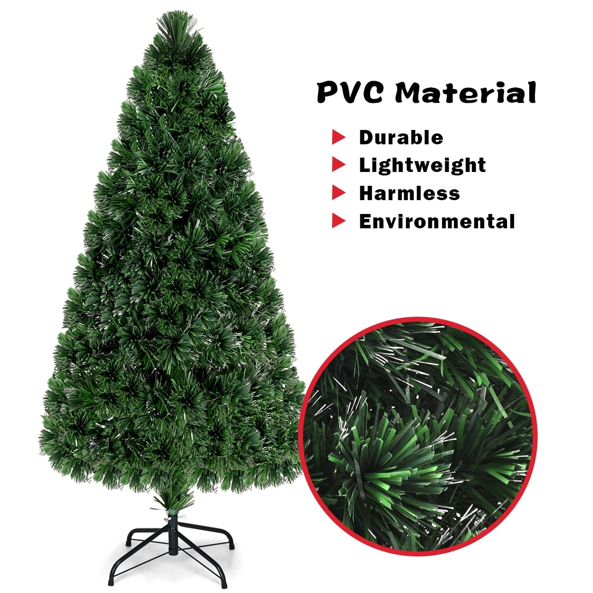 Artificial Pre-Lit Fiber Optic PVC Christmas Tree-5 ft-Christmas Trees-DECOROLALA