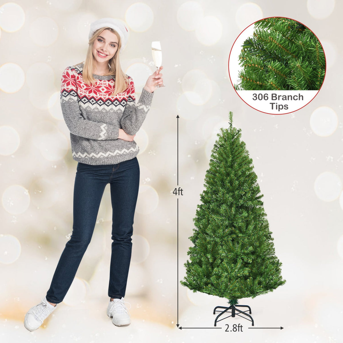 Artificial Premium Hinged Christmas Tree-4 ft-Christmas Trees-DECOROLALA