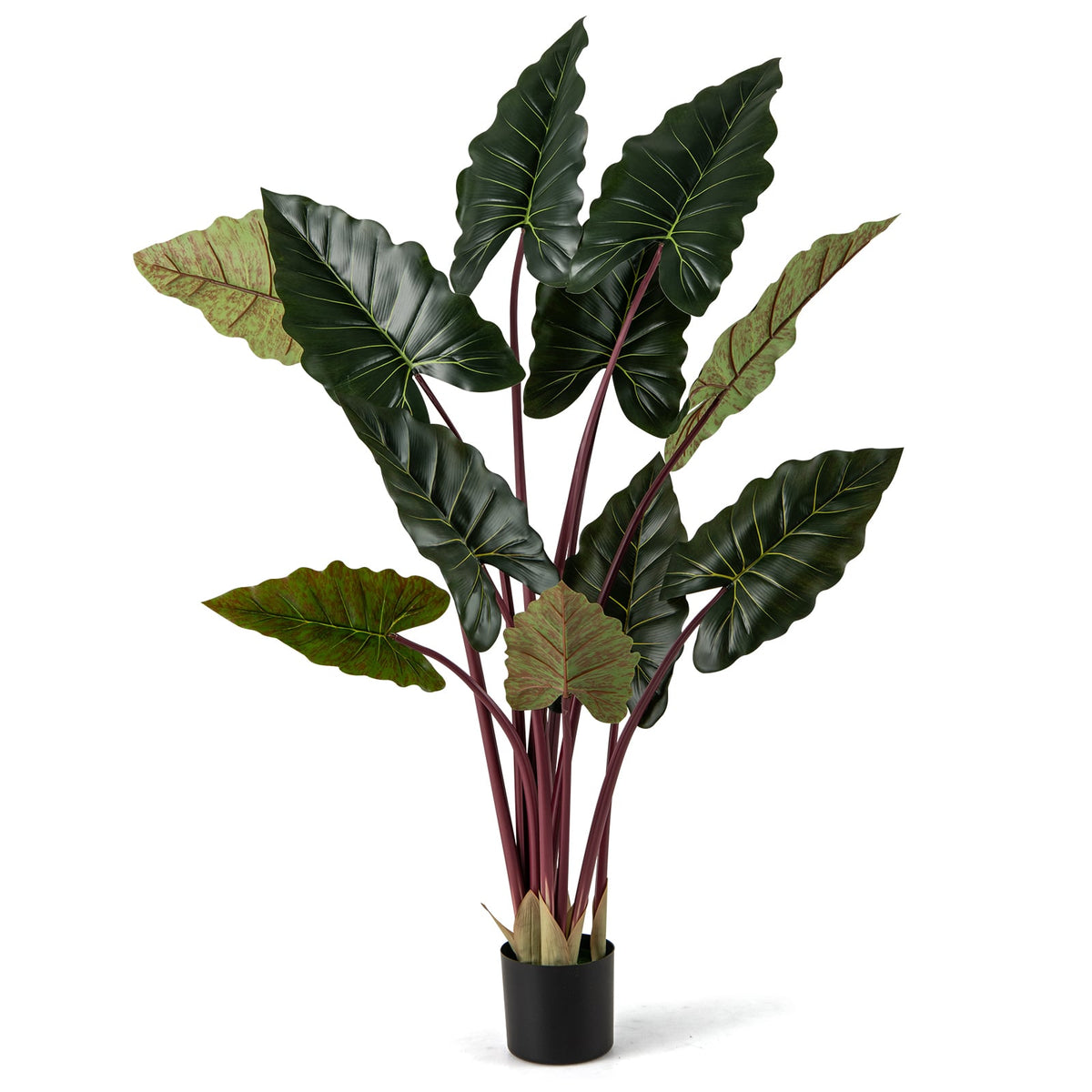 Artificial Rainbow Taro Tree 63" Tall with 11 Faux Leaves-1 Pack-Artificial Plants-DECOROLALA